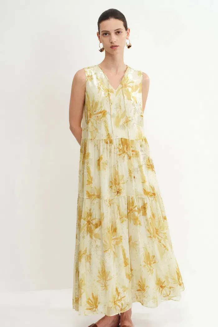 Amelia Sleeveless Maxi Dress in Burnout Silk Georgette sold by Fabrique product image thumbnail 5