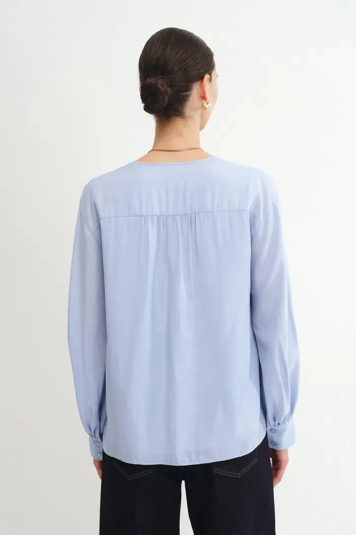 Karina Ruffle V Neck Blouse in Acetate-Modal Blend sold by Fabrique product image thumbnail 4