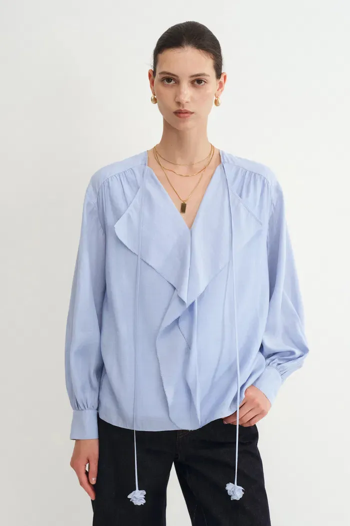 Karina Ruffle V Neck Blouse in Acetate-Modal Blend sold by Fabrique product image thumbnail 2