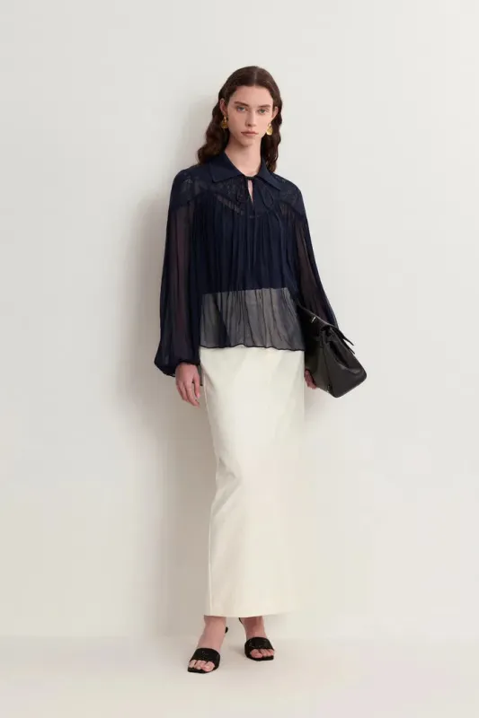 Iris Lacework Blouse in Crepe Georgette sold by Fabrique