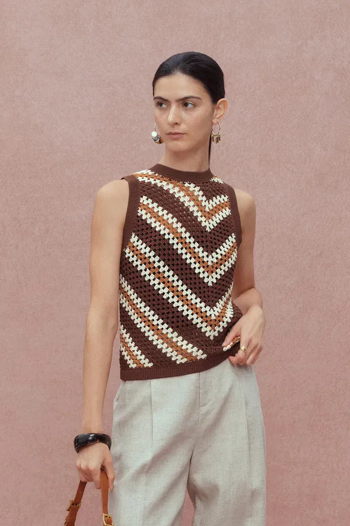 Clara Hand Crochet Sleeveless Top in Cotton-Linen Tape Yarn sold by Fabrique product image thumbnail 2