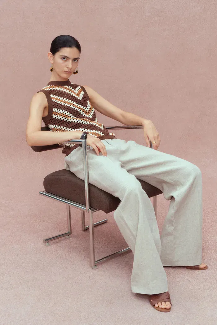 Clara Hand Crochet Sleeveless Top in Cotton-Linen Tape Yarn sold by Fabrique product image thumbnail 4