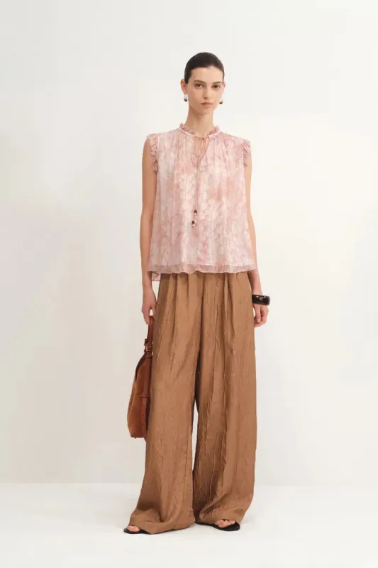 Gracia Printed Sleeveless Blouse in Crepe Georgette sold by Fabrique