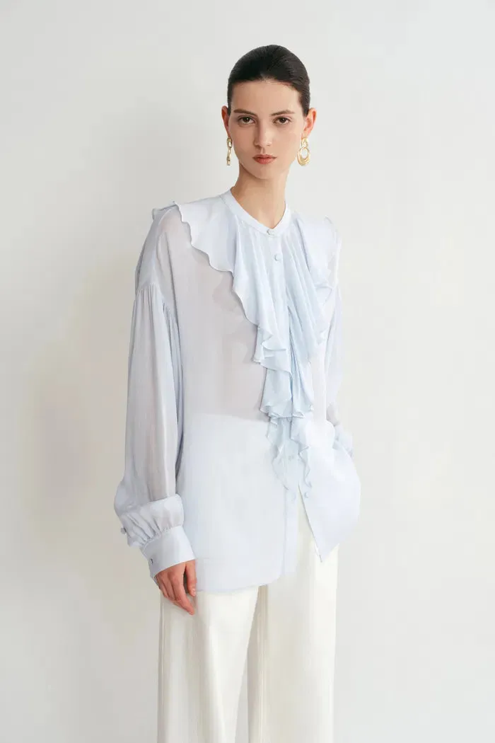 Sini Ruffle Shirt in Silk Canton Crepe sold by Fabrique product image thumbnail 5