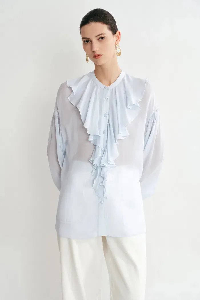 Sini Ruffle Shirt in Silk Canton Crepe sold by Fabrique product image thumbnail 4