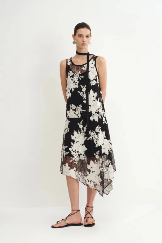 Esme Two-Piece Layering Floral Sleeveless Dress in Embroidered Lace sold by Fabrique