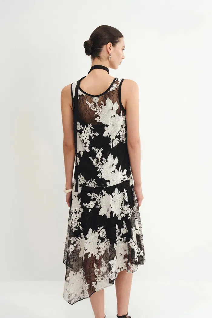 Esme Two-Piece Layering Floral Sleeveless Dress in Embroidered Lace sold by Fabrique product image thumbnail 2