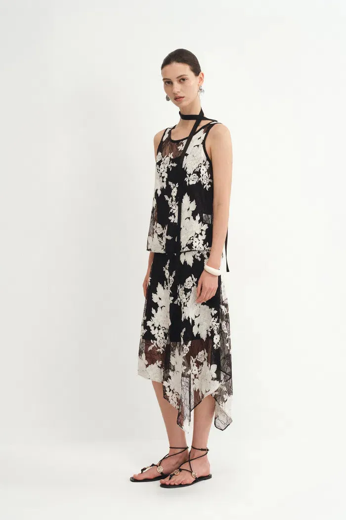 Esme Two-Piece Layering Floral Sleeveless Dress in Embroidered Lace sold by Fabrique product image thumbnail 3