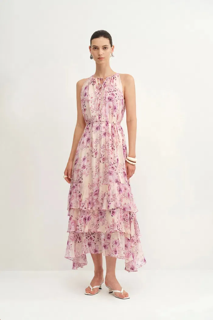 Sally Hand Painted Flora Ruffle Dress in Summer Sheer sold by Fabrique product image thumbnail 3