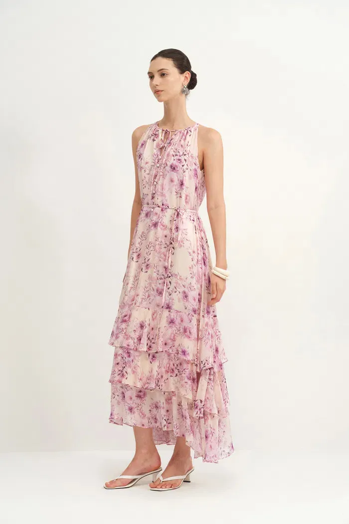 Sally Hand Painted Flora Ruffle Dress in Summer Sheer sold by Fabrique product image thumbnail 4