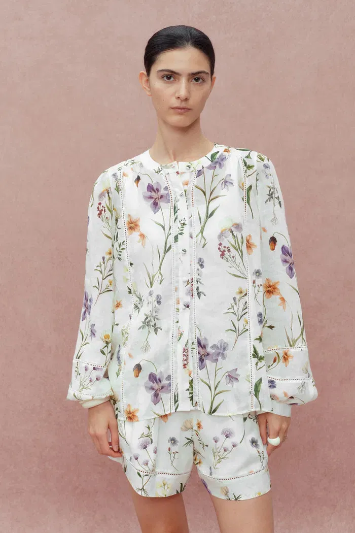 Perla Hand Painted Flora Blouse in Tencel-Ramie sold by Fabrique product image thumbnail 5