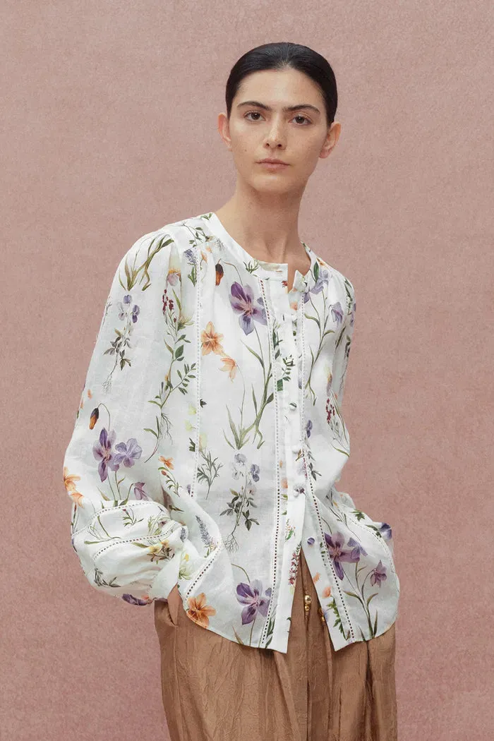 Perla Hand Painted Flora Blouse in Tencel-Ramie sold by Fabrique product image thumbnail 2