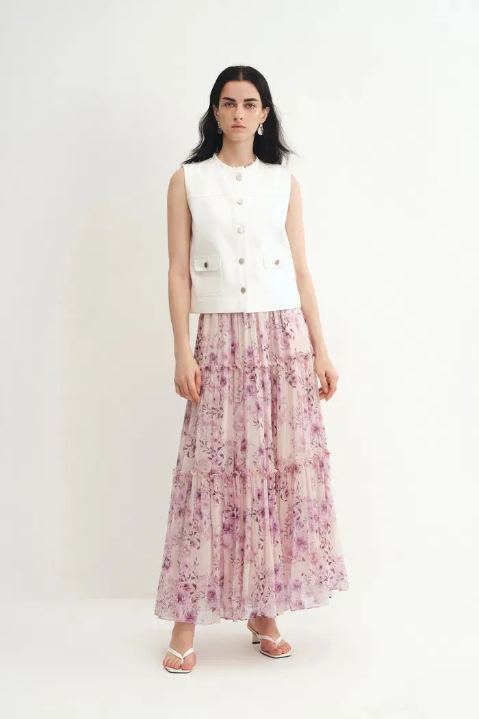 Mia Hand Painted Flora Skirt in Silk-Cotton sold by Fabrique product image thumbnail 2