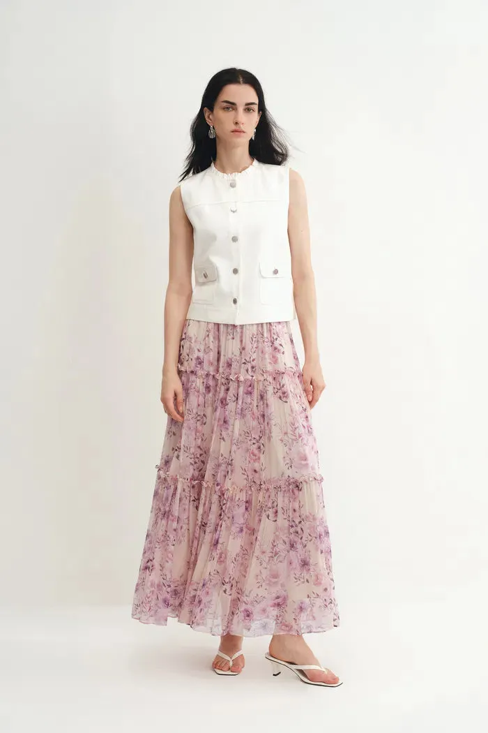 Mia Hand Painted Flora Skirt in Silk-Cotton sold by Fabrique product image thumbnail 3