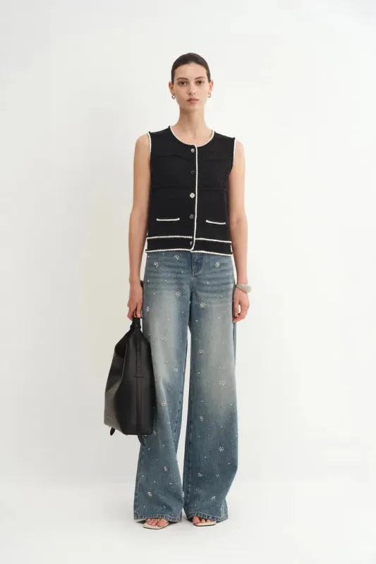 Silvy Tweed Sleeveless Top in Textured Cotton made by Fabrique