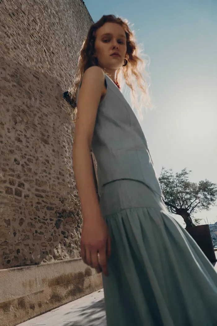 Elodie Denim Vest and Skirt Matching Set in Summer Denim sold by Fabrique product image thumbnail 4