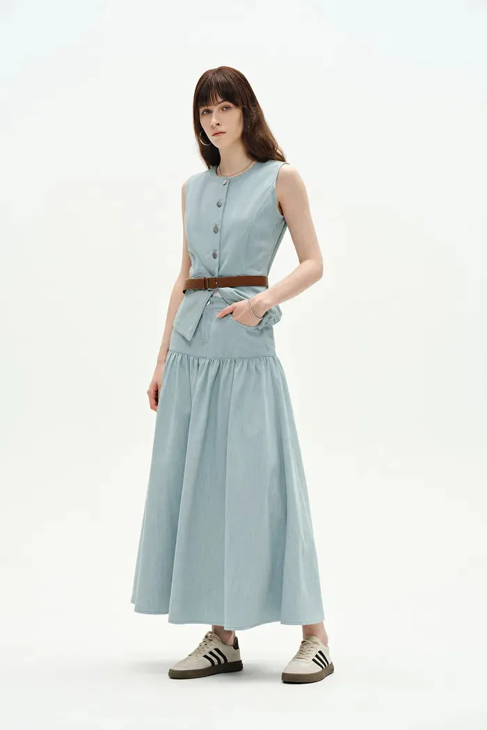 Elodie Denim Vest and Skirt Matching Set in Summer Denim sold by Fabrique product image thumbnail 5