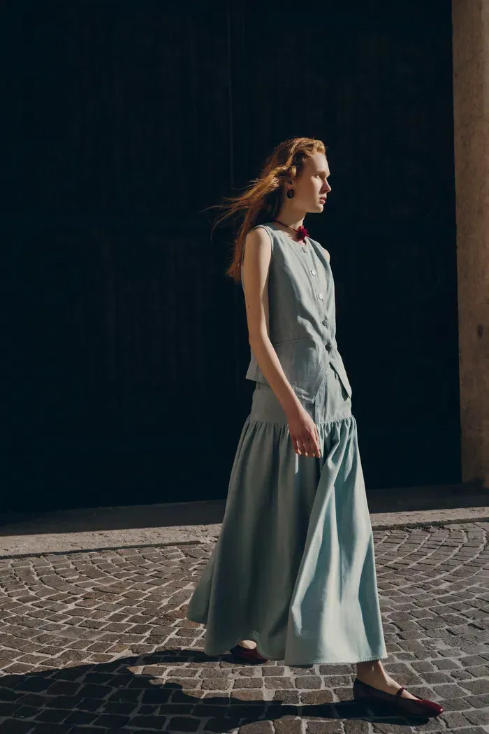 Elodie Denim Vest and Skirt Matching Set in Summer Denim sold by Fabrique product image thumbnail 2