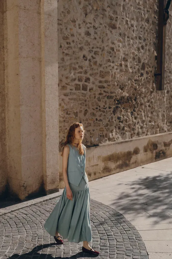 Elodie Denim Vest and Skirt Matching Set in Summer Denim sold by Fabrique product image thumbnail 3