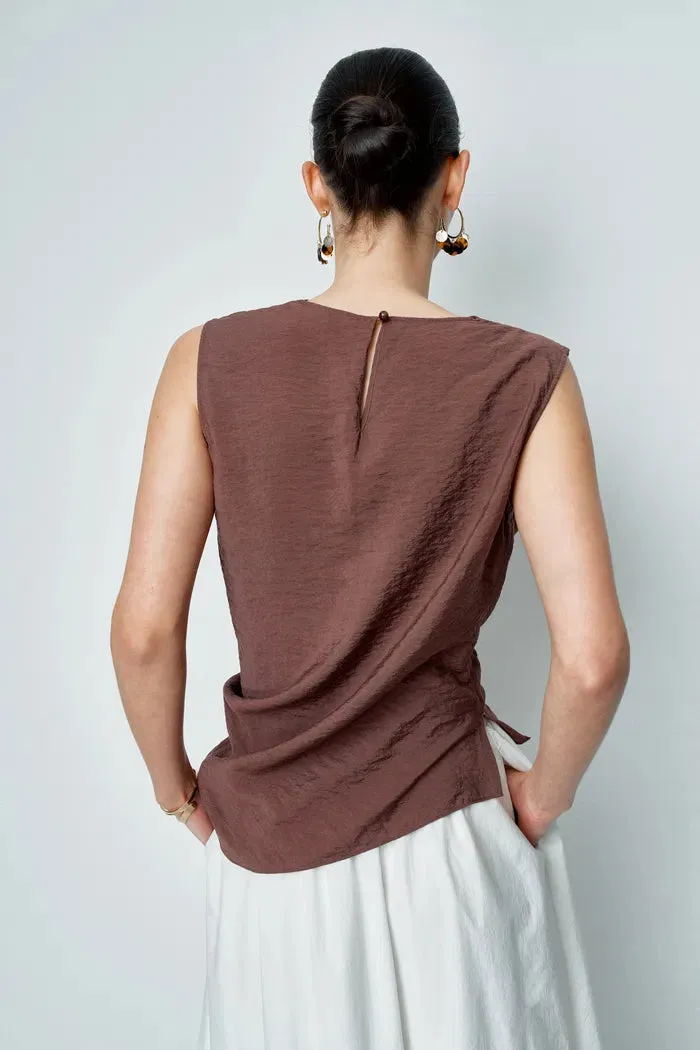 Phoebe French Cowl Sleeveless Top and Wide Leg Pant Matching Set in Dry Silk sold by Fabrique product image thumbnail 5