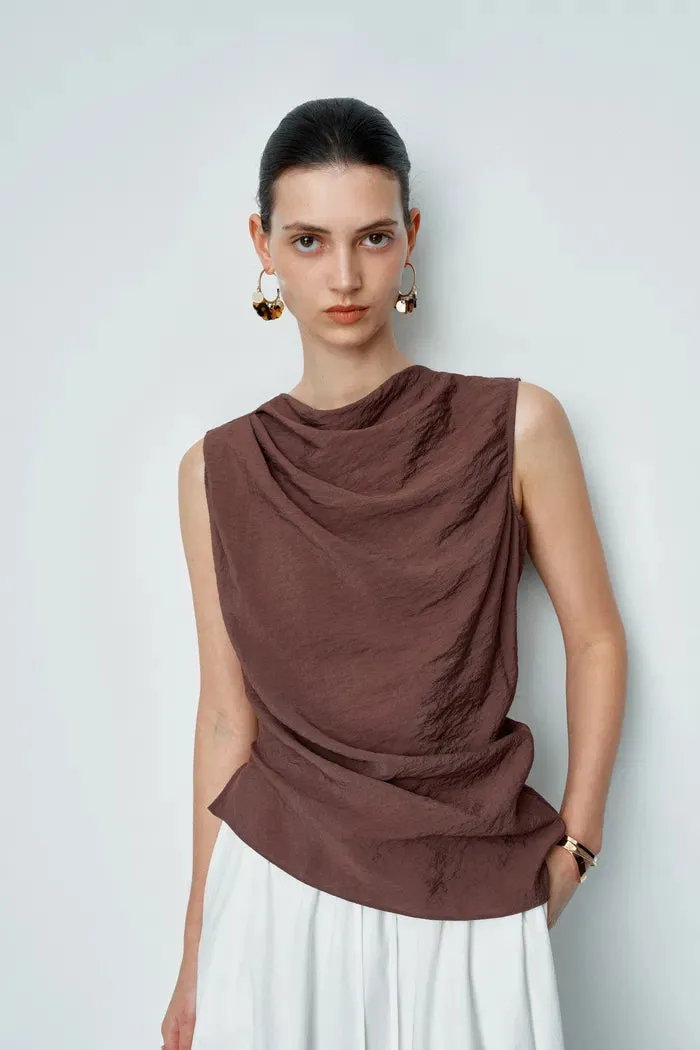 Phoebe French Cowl Sleeveless Top and Wide Leg Pant Matching Set in Dry Silk sold by Fabrique product image thumbnail 3