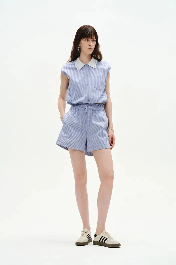 Nino Contrast Collar Sleeveless Shirt Top and Short Matching Set in Cotton Poplin sold by Fabrique product image thumbnail 4