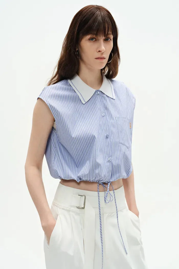 Nino Contrast Collar Sleeveless Shirt Top and Short Matching Set in Cotton Poplin sold by Fabrique product image thumbnail 5
