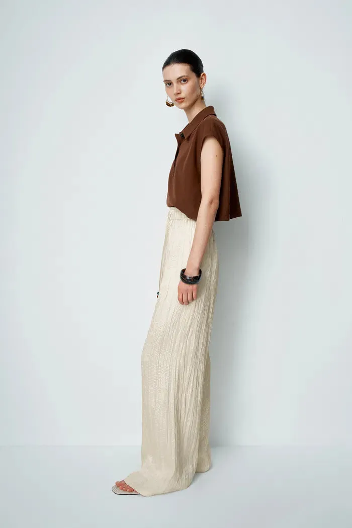 Aurora Textured Pants in Pleated Satin sold by Fabrique product image thumbnail 4