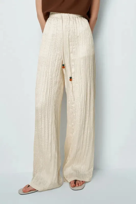 Aurora Textured Pants in Pleated Satin made by Fabrique