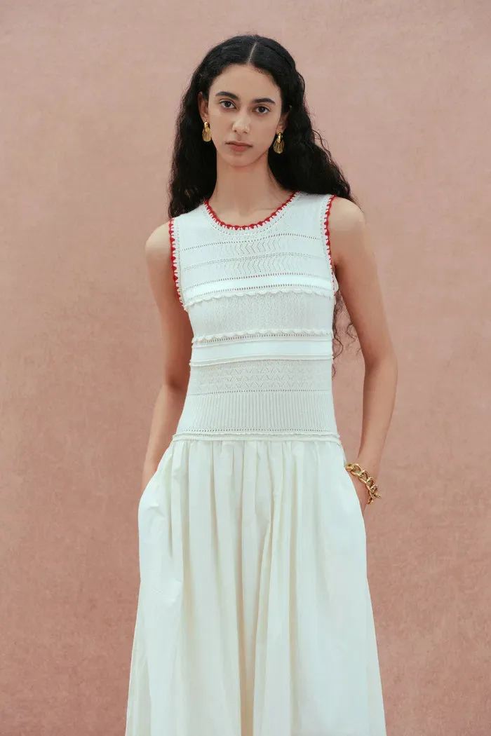 Charlie Mix Media Hand-Embroidered Trim Dress in Cotton-Cashmere and Cotton sold by Fabrique product image thumbnail 4