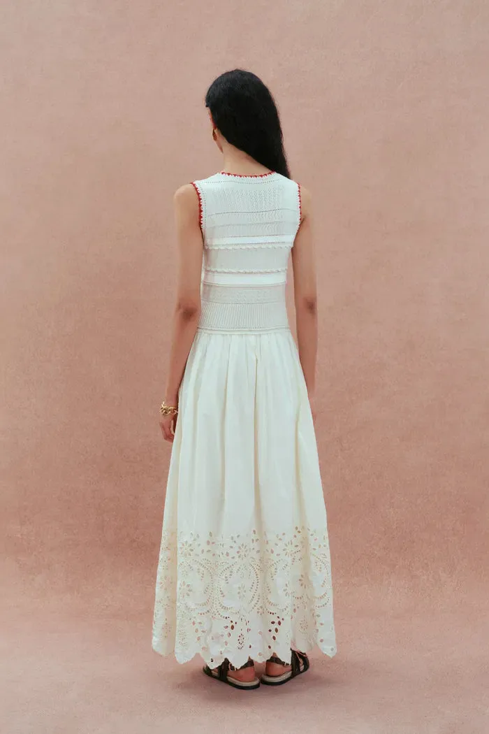 Charlie Mix Media Hand-Embroidered Trim Dress in Cotton-Cashmere and Cotton sold by Fabrique product image thumbnail 2