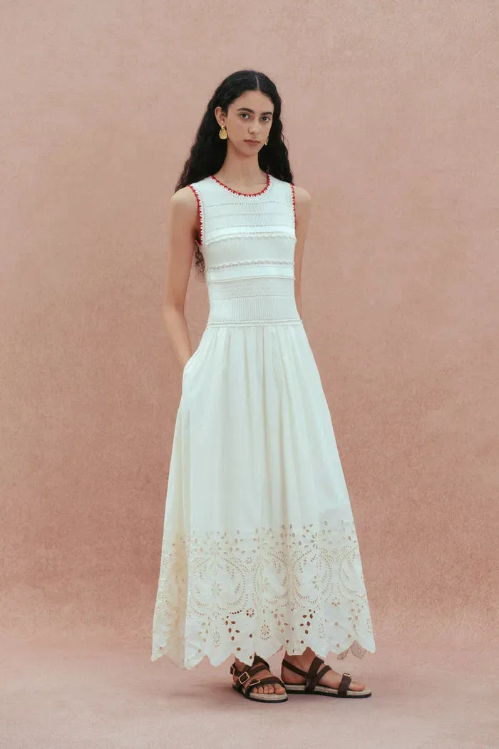 Charlie Mix Media Hand-Embroidered Trim Dress in Cotton-Cashmere and Cotton sold by Fabrique product image thumbnail 3