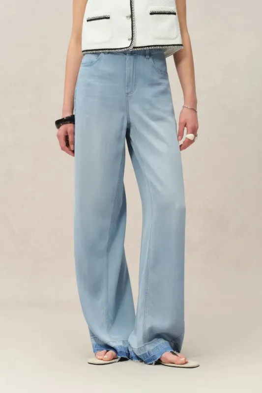 Echo Wide Leg Jeans in Tencel Acetate Denim sold by Fabrique