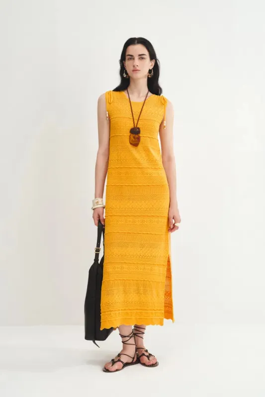 Sibilla Ten Crochet Pattern Openwork Dress in Crisp Cotton Knit made by Fabrique