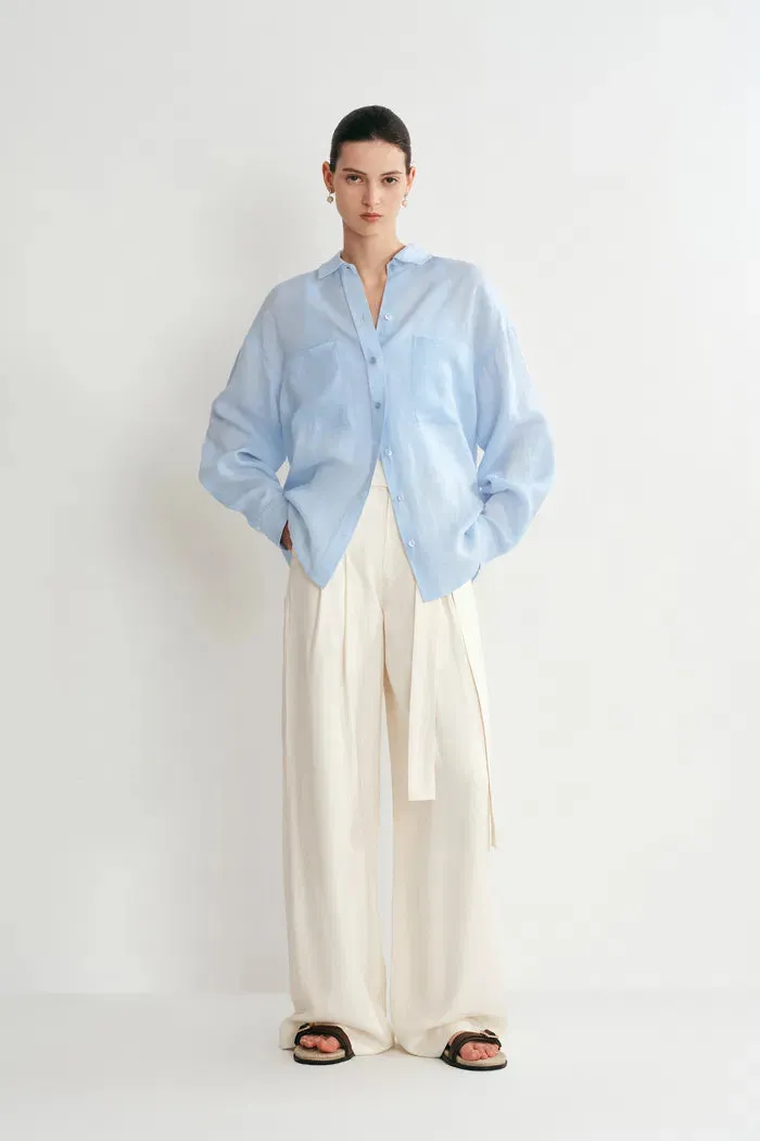 Una Dropped Shoulder Shirt in Linen sold by Fabrique