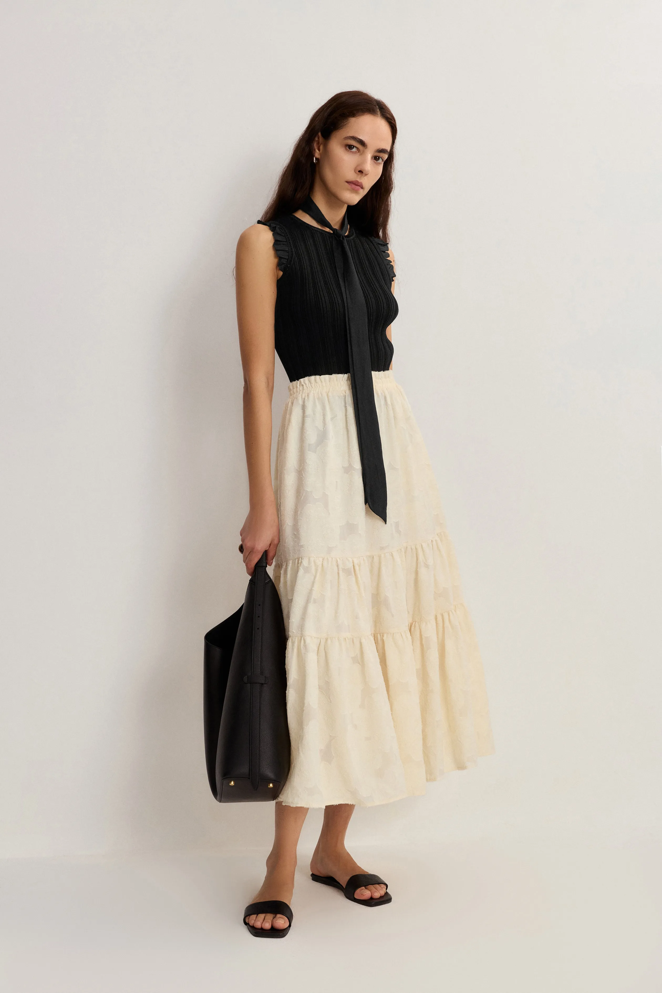 Rose Hand Crochet Sleeveless Black Top in Stretch Yarn sold by Fabrique product image thumbnail 4