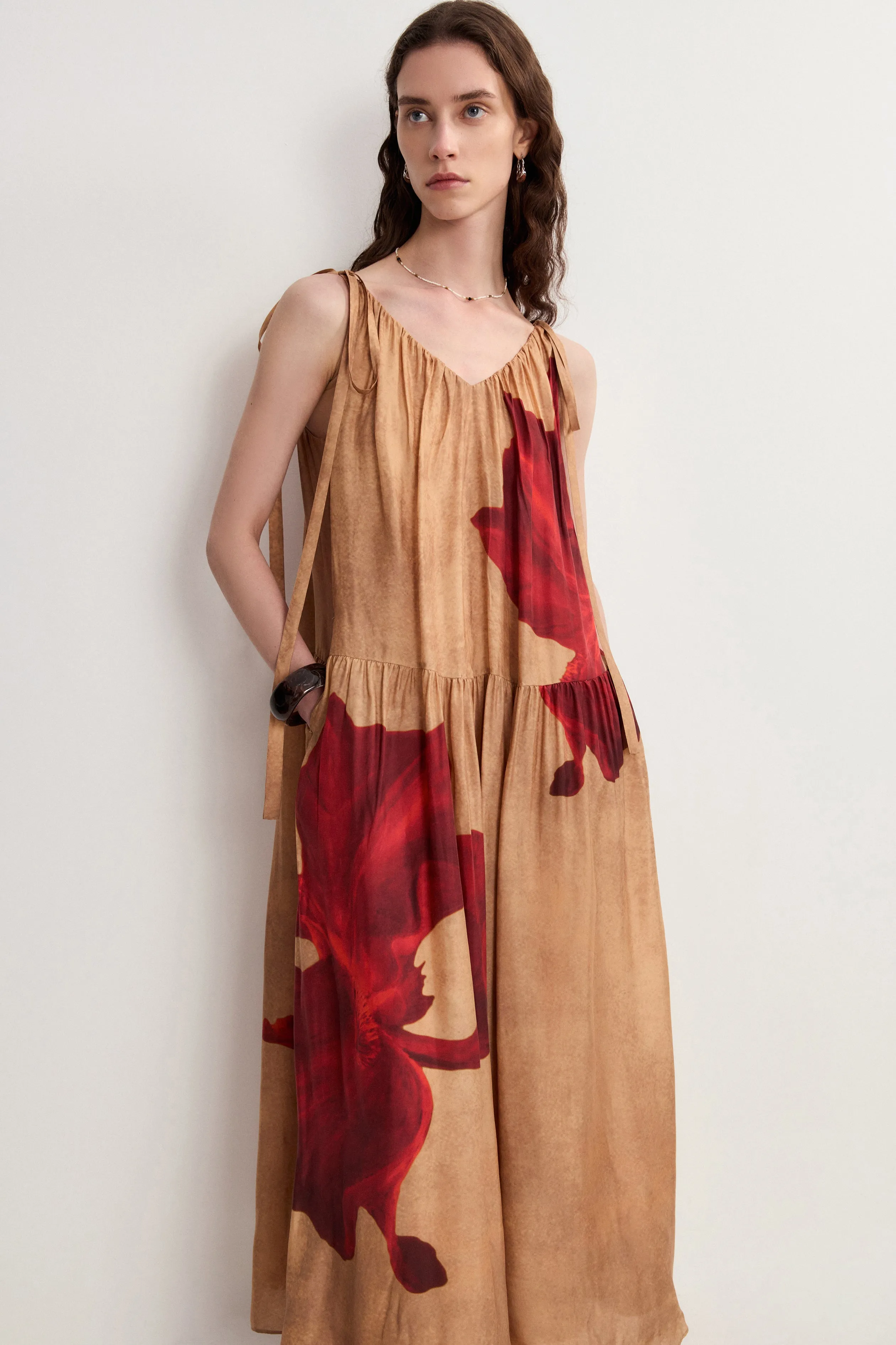 Abby Crimson Iris Flora Sleeveless Dress in Lyocell sold by Fabrique product image thumbnail 5