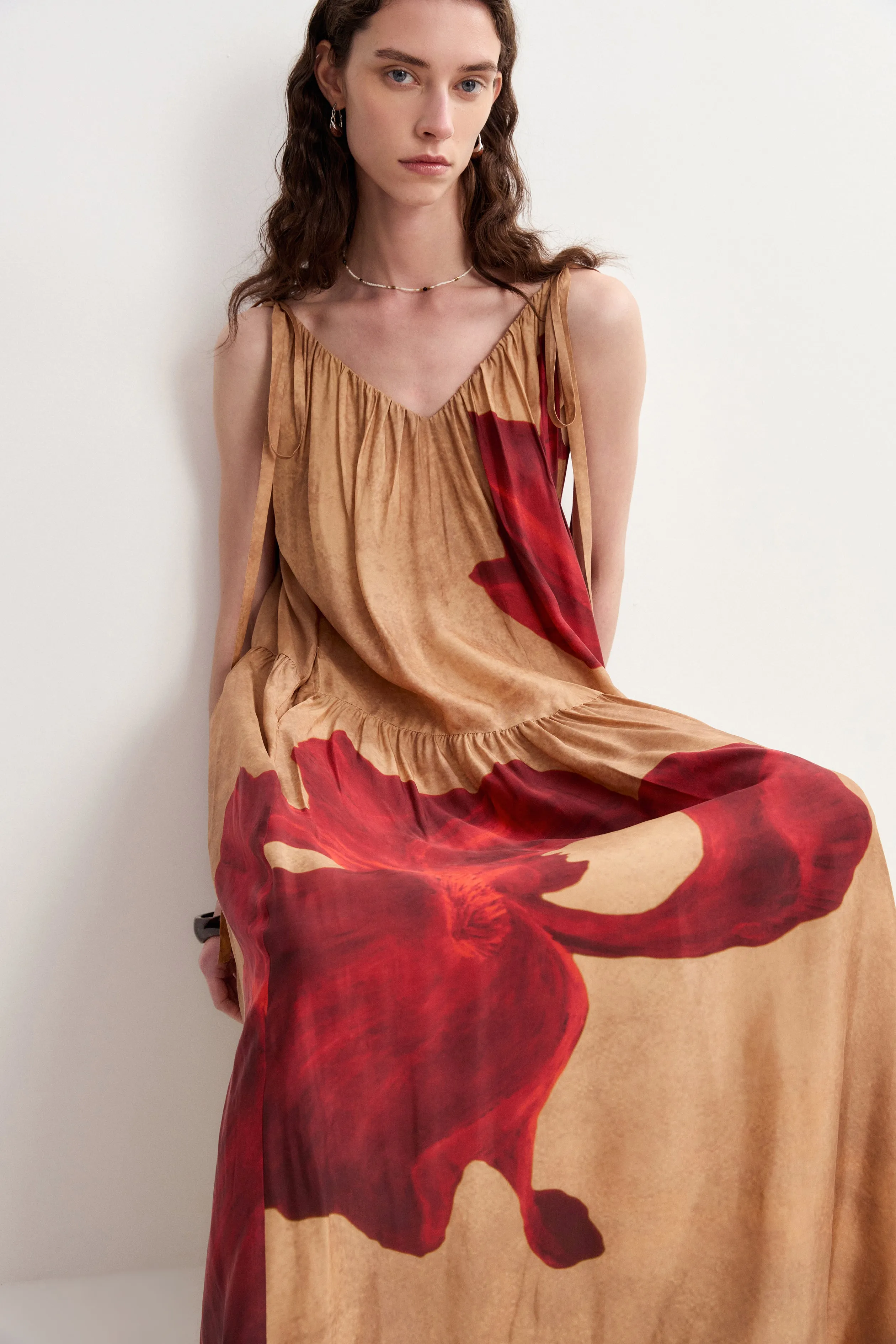 Abby Crimson Iris Flora Sleeveless Dress in Lyocell sold by Fabrique product image thumbnail 3