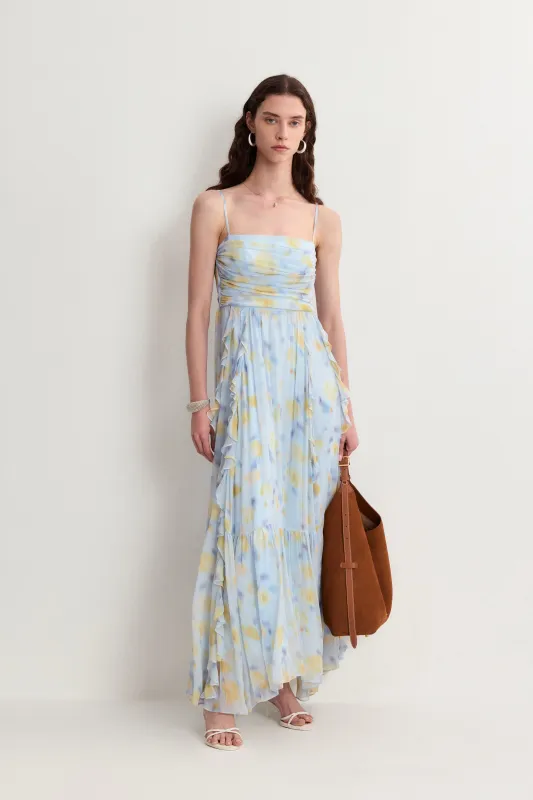 Iris Ruffle Slip Dress in Crepe Georgette sold by Fabrique