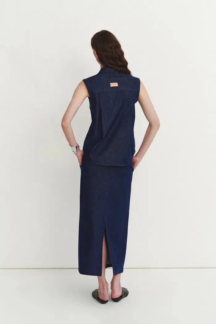 Giulia Lightweight Sleeveless Top in Linen-Cotton Denim sold by Fabrique product image thumbnail 4