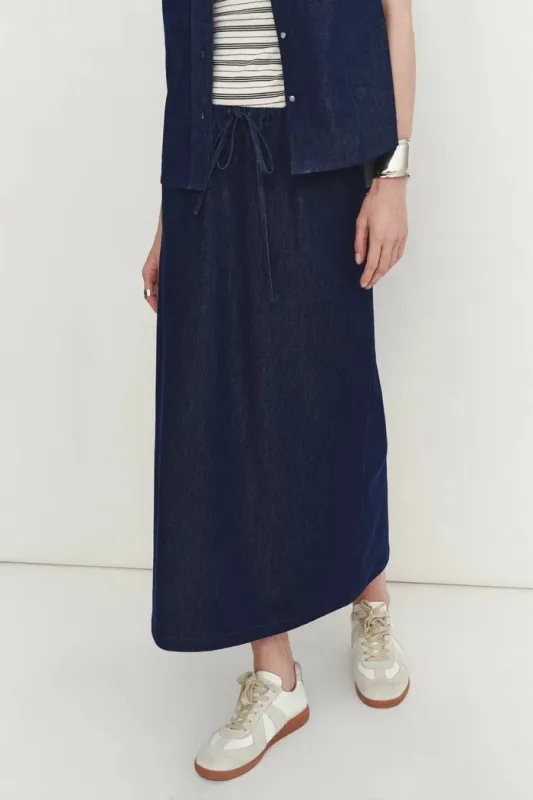 Francesca Midi Skirt in Linen-Cotton Denim made by Fabrique