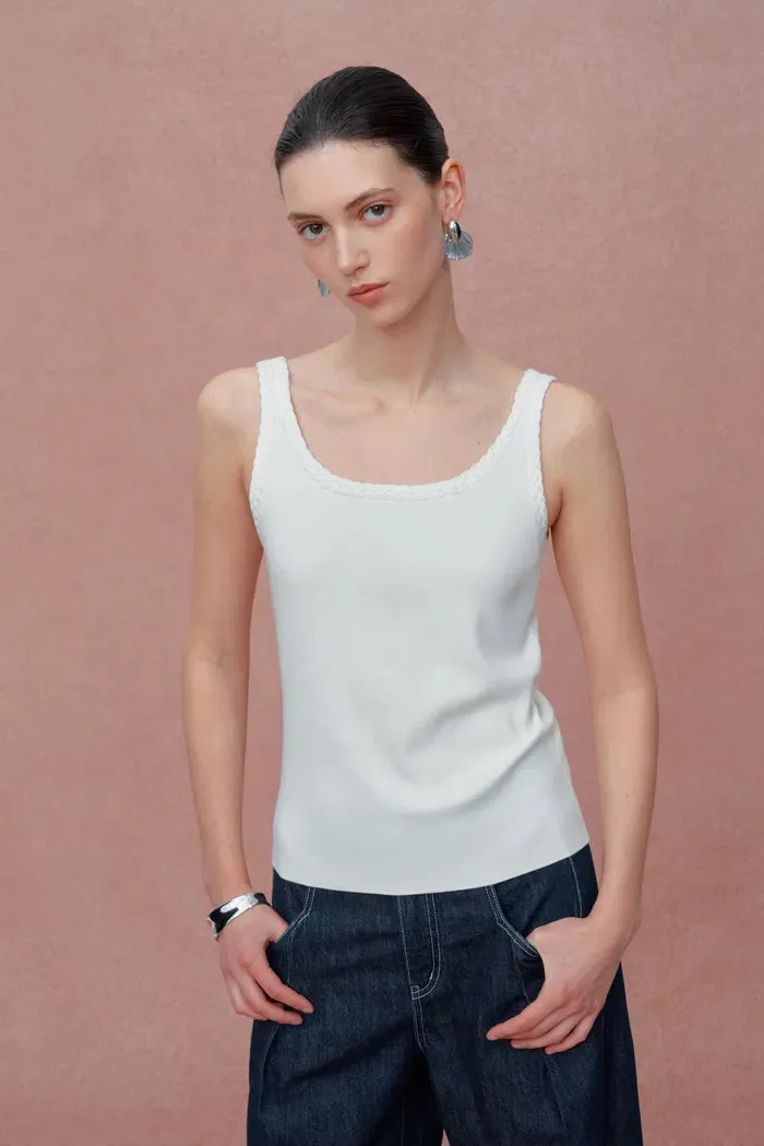 Dries Braided White Tank Top in Tencel-Silk Knit sold by Fabrique product image thumbnail 5