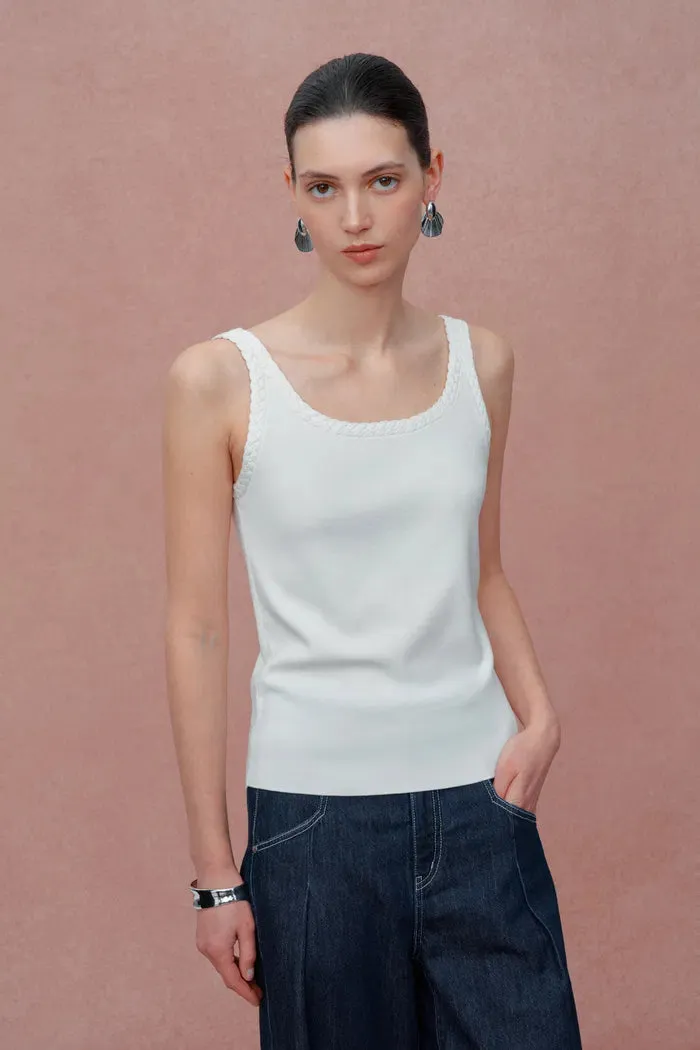 Dries Braided White Tank Top in Tencel-Silk Knit sold by Fabrique product image thumbnail 2
