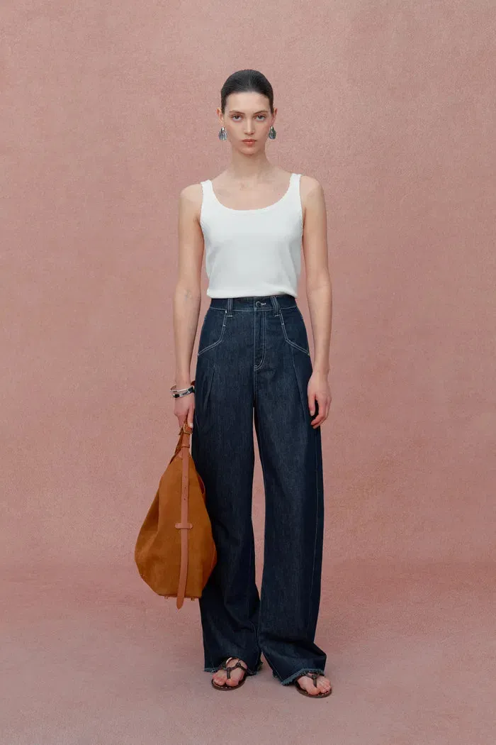 Dries Braided White Tank Top in Tencel-Silk Knit sold by Fabrique