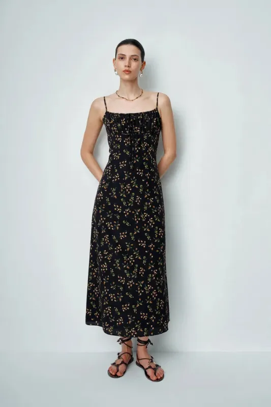 Nora Floral Slip Camin Dress in Mulberry Silk Crepe made by Fabrique