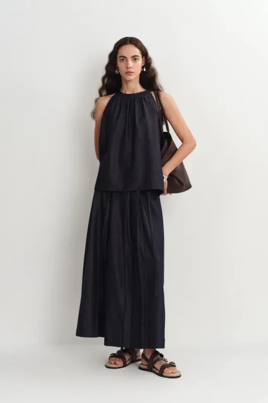 Kyra Sleeveless Vest Top in Lyocell Denim sold by Fabrique