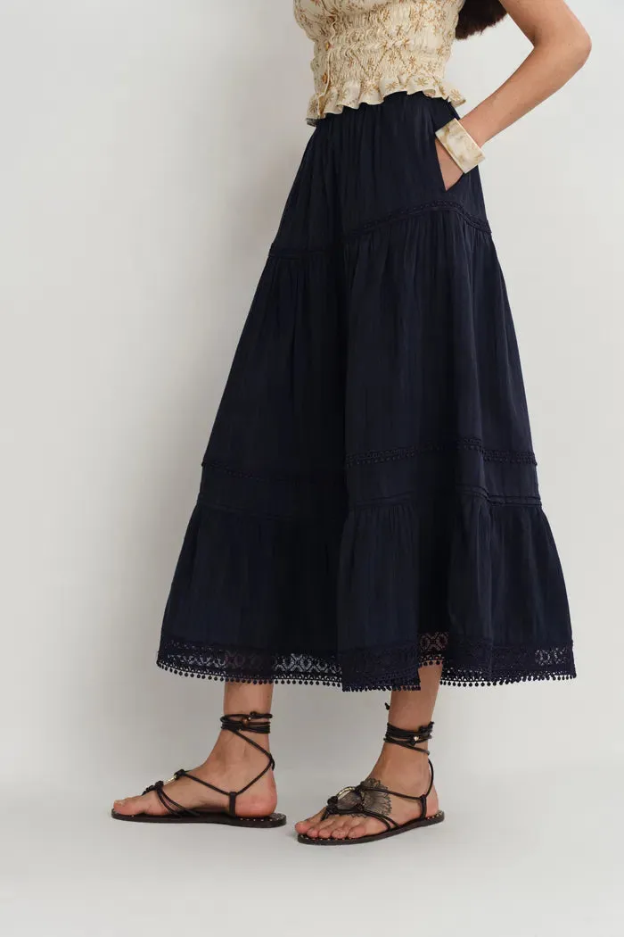 Sybilla Tiered Openwork Maxi Skirt in Cotton sold by Fabrique product image thumbnail 4