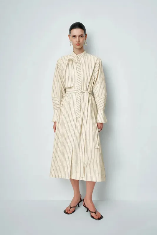 Sandy Italian Striped Midi Shirt Dress in Cotton Poplin made by Fabrique