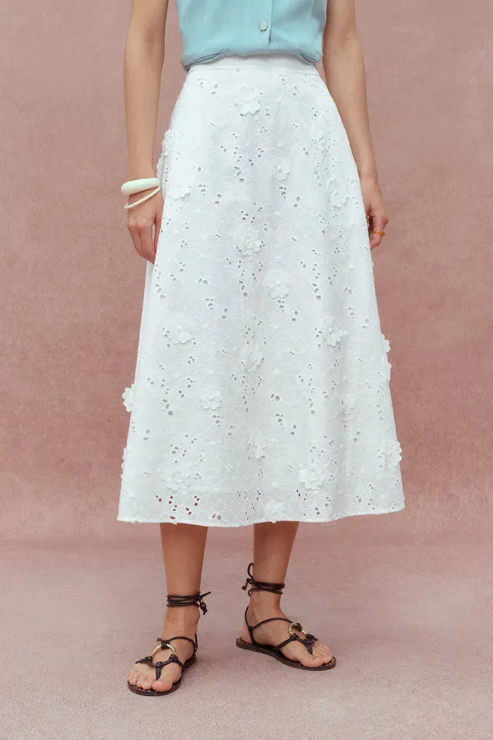 Olivia Hand Stitched Flora Applique Maxi Skirt in Cotton sold by Fabrique product image thumbnail 5