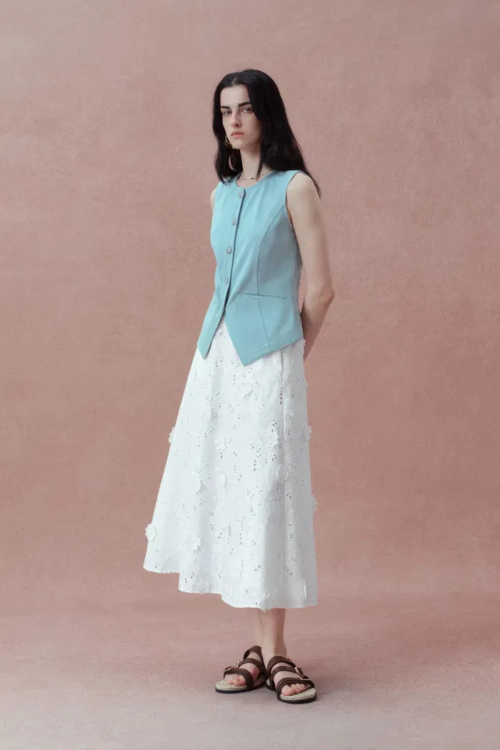 Olivia Hand Stitched Flora Applique Maxi Skirt in Cotton sold by Fabrique product image thumbnail 4